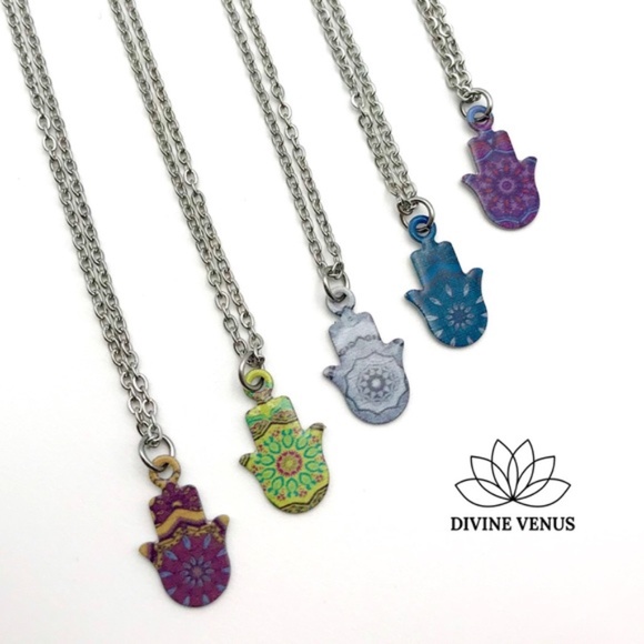Colorful Hamsa Necklace | Stainless Steel - Picture 2 of 8
